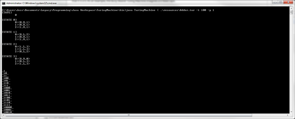 A Binary Adder which counts up indefinitely in Base 2